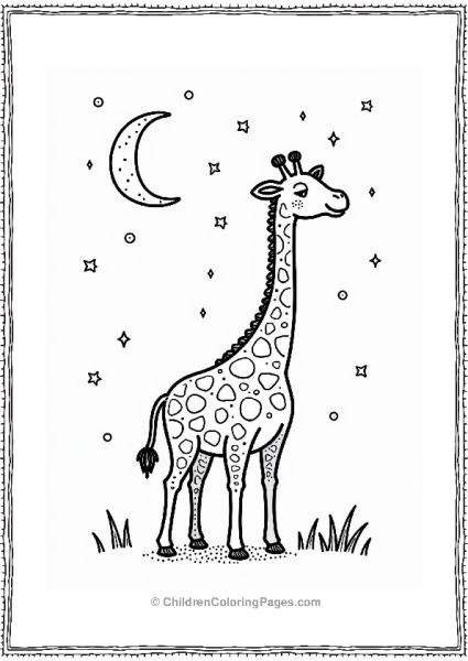 Giraffe Under A Starry Sky Free PDF Printable