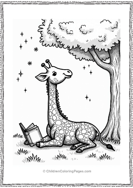 Giraffe Under The Stars With Book Free PDF Printable