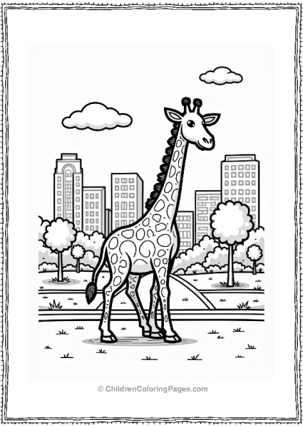 Giraffe Walking In The City Free PDF Printable