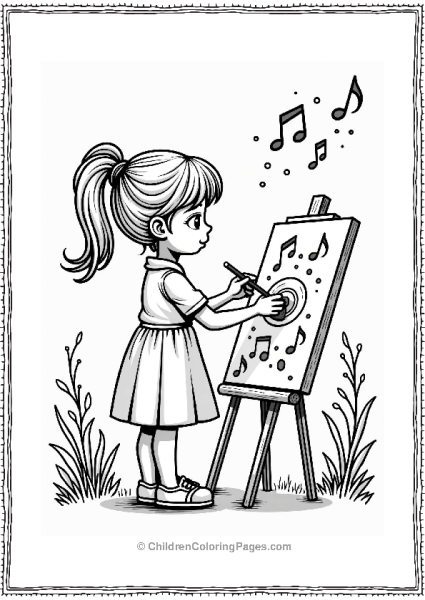 Girl Painting With Music Notes Free PDF Printable
