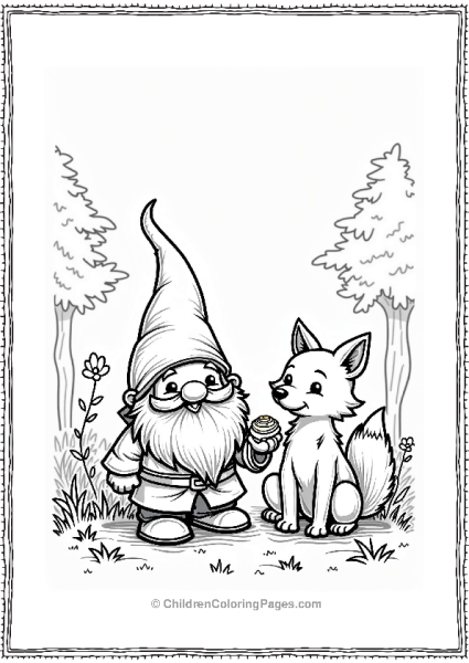 Gnome And Fox Sharing A Snack Free PDF Printable