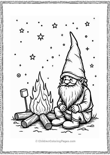 Gnome By A Bonfire Under Stars Free PDF Printable