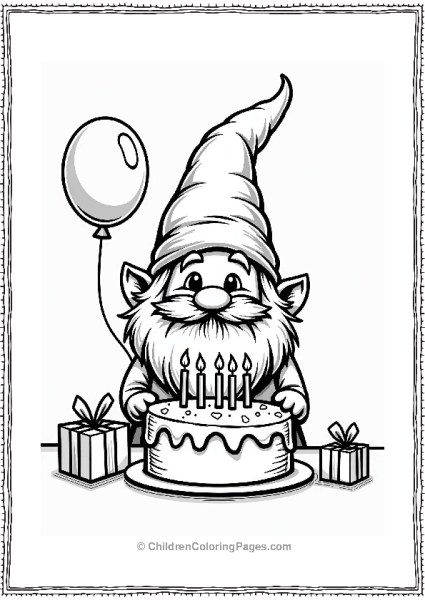 Gnome Celebrating A Birthday Free PDF Printable