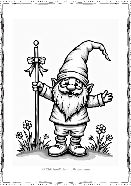 Gnome Dancing Around A Maypole Free PDF Printable