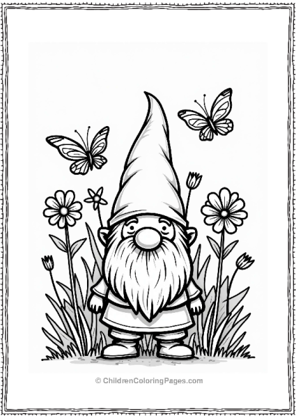 Gnome In A Flower Patch Free PDF Printable