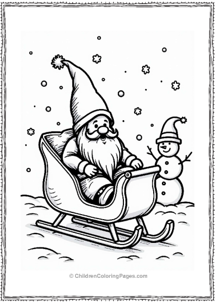 Gnome On A Winter Sleigh Free PDF Printable
