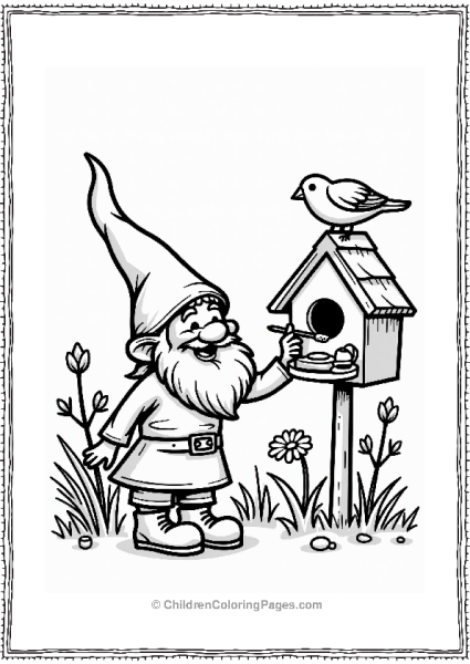 Gnome Painting A Birdhouse Free PDF Printable