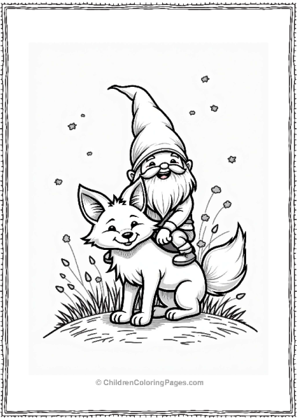 Gnome Riding A Friendly Fox Free PDF Printable