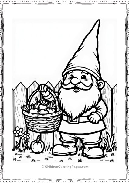 Gnome With Basket Of Fresh Produce Free PDF Printable