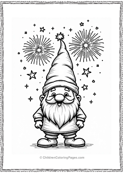 Gnome With Fireworks In The Sky Free PDF Printable