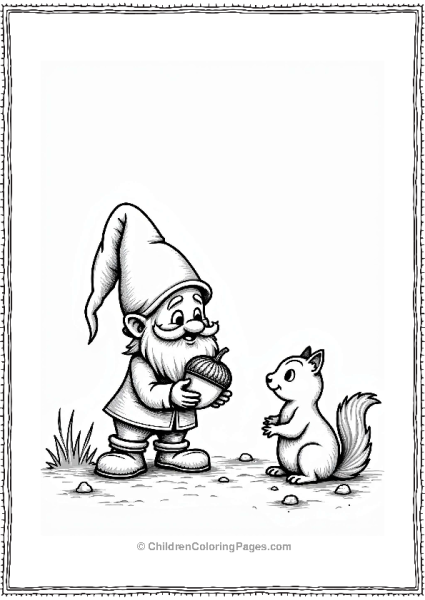 Gnome With Stolen Acorn Free PDF Printable