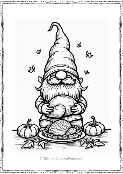 Gnome With Thanksgiving Feast Free PDF Printable