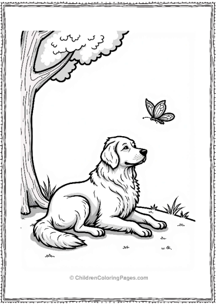 Golden Retriever Under A Tree Free PDF Printable