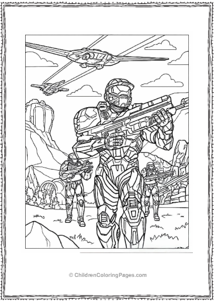 Halo Master Chief With Group Of Soldiers Free PDF Printable