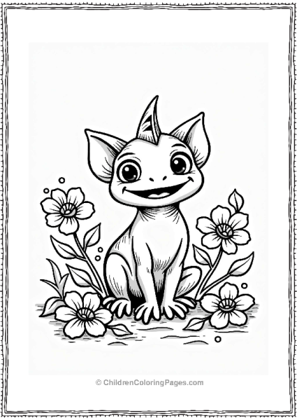 Happy Chameleon Among Blossoms Free PDF Printable