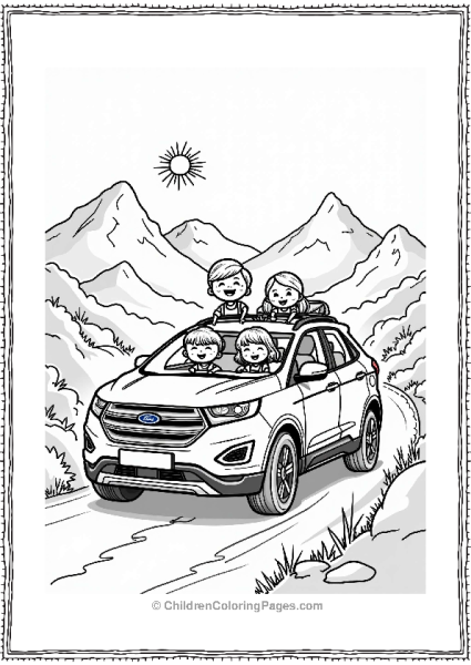 Happy Family In A Ford SUV Free PDF Printable