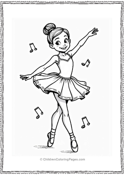 Joyful Ballet Dancer With Musical Notes Free PDF Printable