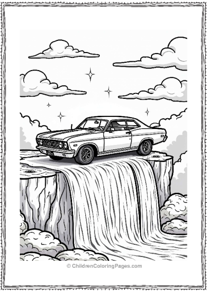 Lowrider Car By A Dreamy Waterfall Free PDF Printable