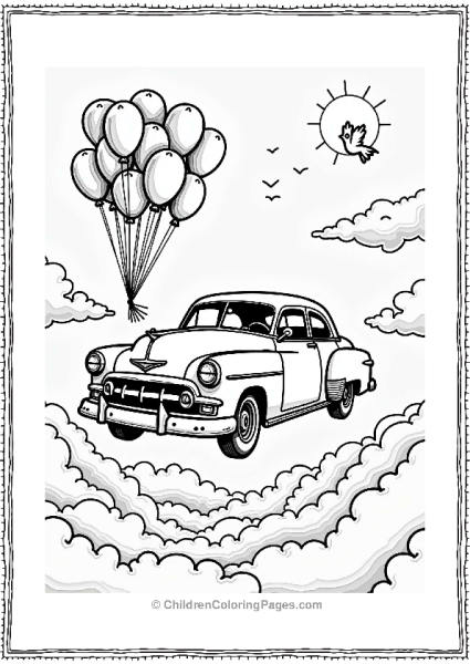 Lowrider Car In A Colorful Sky Free PDF Printable