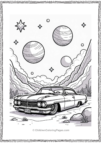 Lowrider Car In A Dreamy Galaxy Free PDF Printable