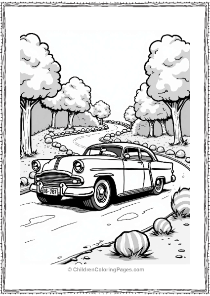 Lowrider Car On A Candy Road Free PDF Printable