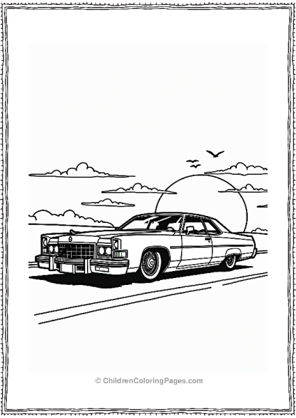Lowrider Car Silhouette At Sunset Free PDF Printable