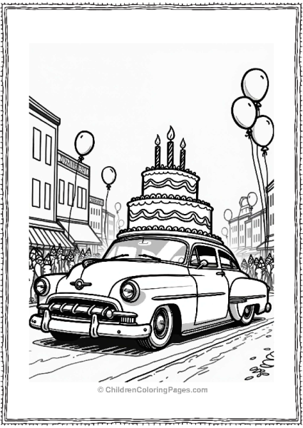 Lowrider Car With Birthday Cake Free PDF Printable