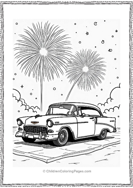 Lowrider Car With Fireworks Free PDF Printable