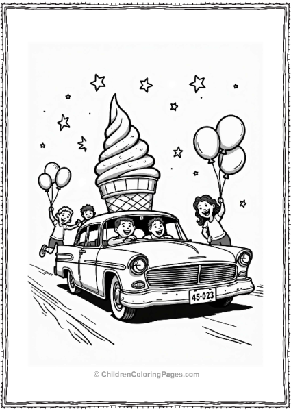 Lowrider Car With Ice Cream Cone Free PDF Printable
