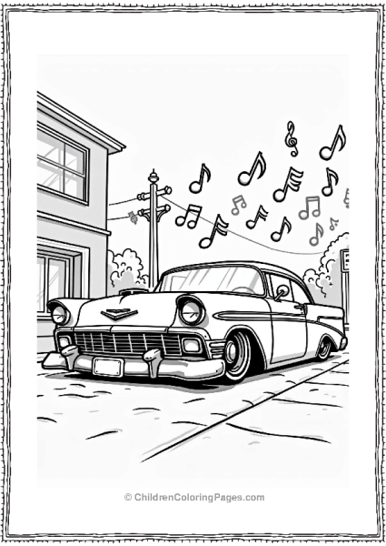 Lowrider Car With Musical Notes Free PDF Printable