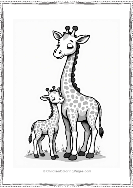 Mother Giraffe And Calf Moment Free PDF Printable
