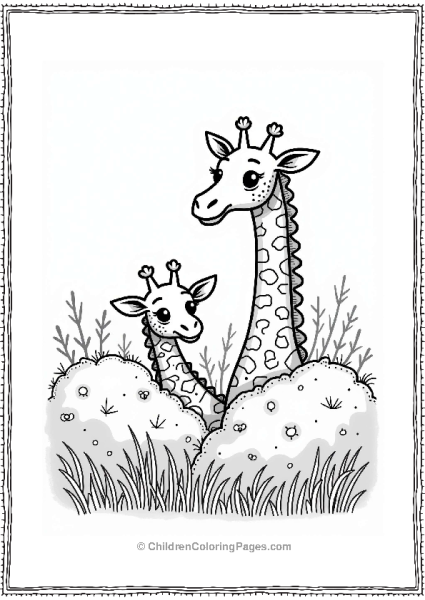 Mother Giraffe And Calf Playing Hide And Seek Free PDF Printable