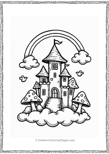 Mushroom Cloud Castle With Rainbow Free PDF Printable