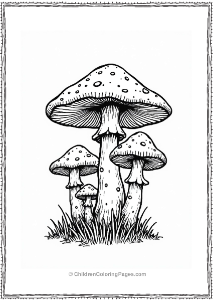 Mushroom Cluster With Varied Textures Free PDF Printable