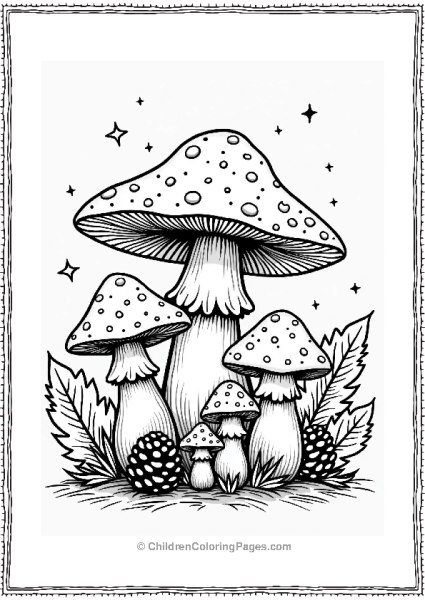 Mushroom Family In Autumn Forest Free PDF Printable