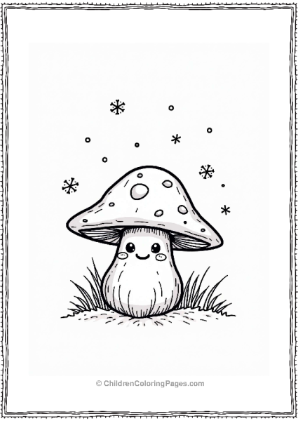 Mushroom Peeking From Snow Free PDF Printable