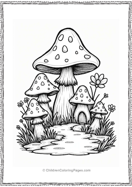Mushroom Village Scene For Kids Free PDF Printable