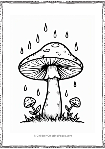 Mushroom With Raindrops In Spring Free PDF Printable