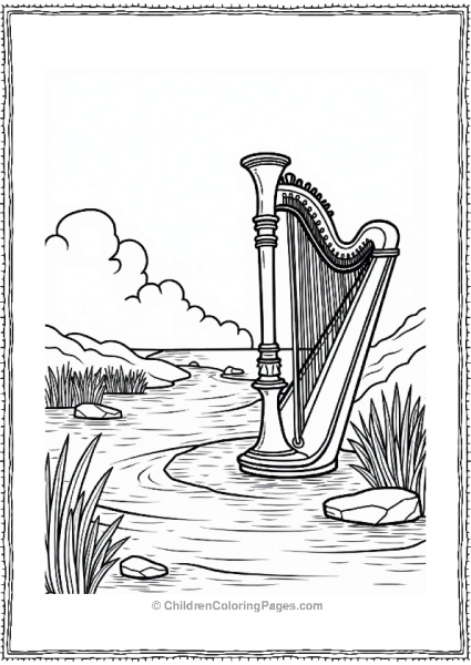 Music A Harp By The River Free PDF Printable
