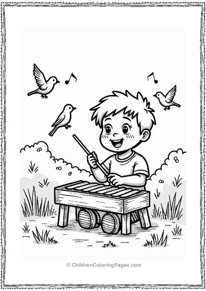 Music Cheerful Child Playing Xylophone In The Park Free PDF Printable