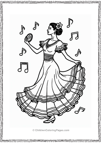 Music Flamenco Dancer With Castanets Free PDF Printable