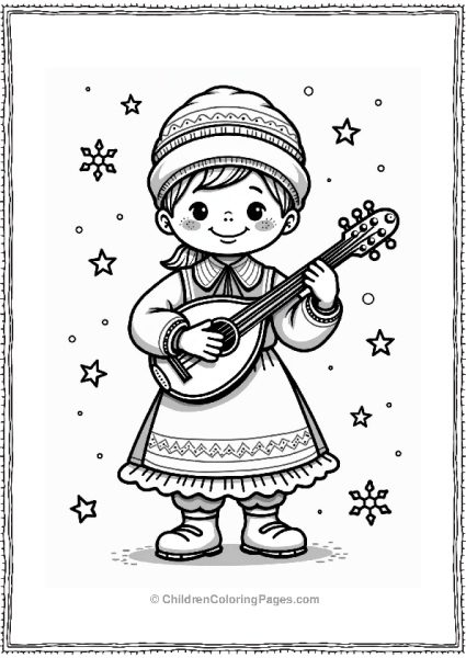 Music Happy Balalaika Player In Folk Costume Free PDF Printable