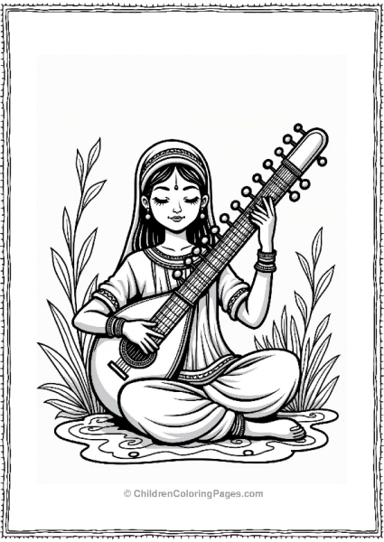 Music Indian Sitar Player In Traditional Attire Free PDF Printable