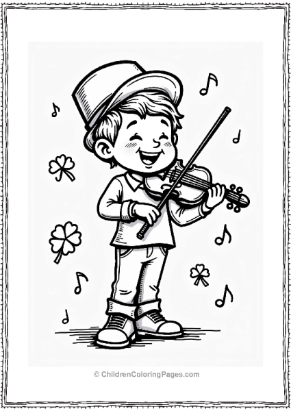 Music Joyful Irish Fiddler With Shamrocks Free PDF Printable