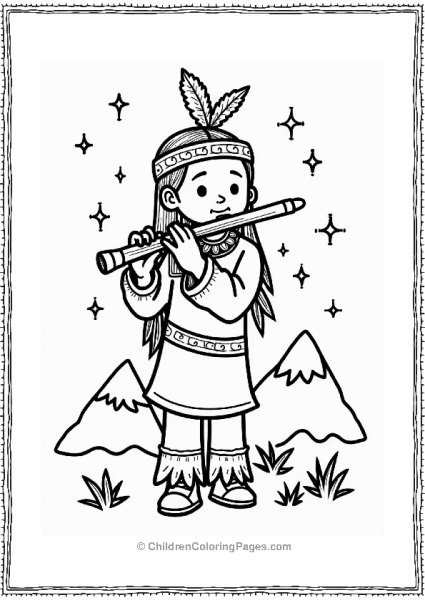 Music Native American Flute Player Under Stars Free PDF Printable
