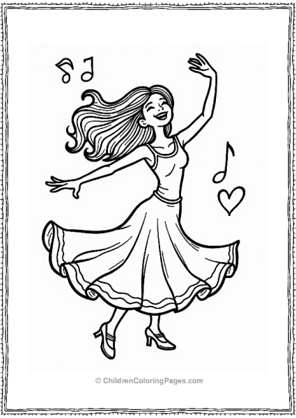 Music Salsa Dancer In A Flowing Skirt Free PDF Printable