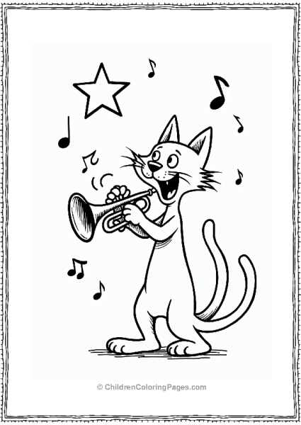 Pete The Cat Playing Trumpet Free PDF Printable