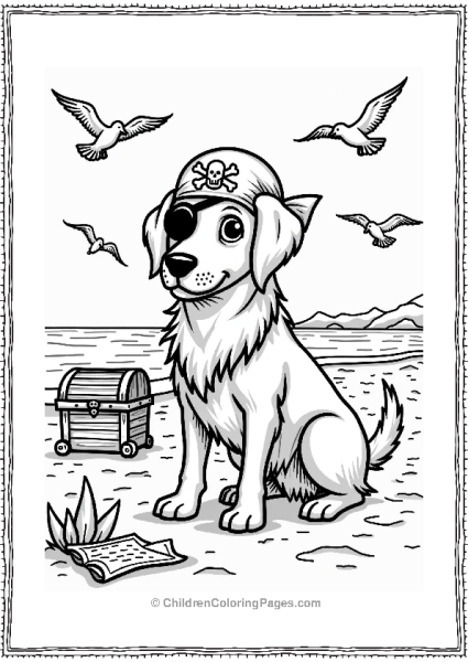 Pirate Dog On The Beach Free PDF Printable