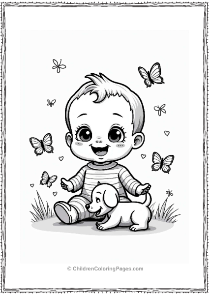 Playful Cry Babies With Puppy Free PDF Printable