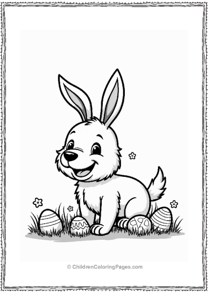 Playful Dog With Bunny Ears Searching For Easter Eggs Free PDF Printable